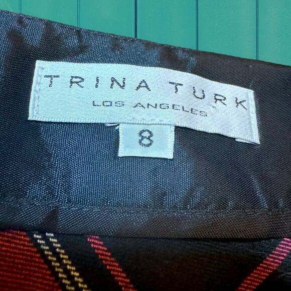 Trina Turk Red Black Plaid Tartan Fall Mini Wrap Skirt - Picture 4 of 9